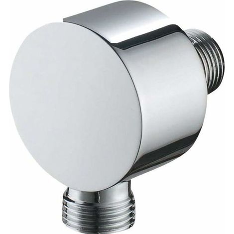 Coude d'alimentation en eau en laiton massif pour douchette coude d'alimentation en eau rond robinet d'équerre mural chrome poli (1/4)