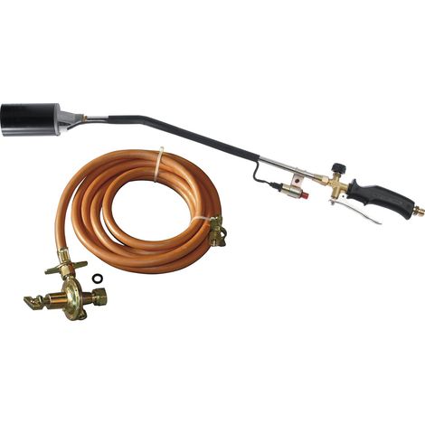 Flämmer-Set mit Druckminderer, 60mm Hochleistungsbrennerkopf, Flammenstabilisator, 10m Propanschlauch, max. 1500°C, 3 bar, 700mm