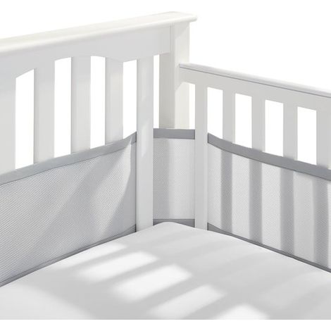 Tours de lit - Lot de 2 - Gris - 150 x 27 cm + 320 x 27 cm - Offrent une protection douce pour votre berceau (1/4)