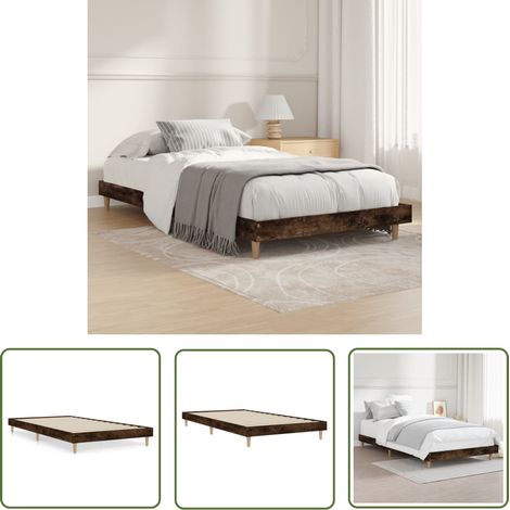 Cadre de lit sans matelas chêne fumé 90x200cm bois d'ingénierie (1/5)