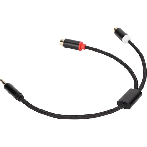 Câble Y 3.5mm Jack Mâle à 2 RCA Femelle Doré pour Smartphone, Tablette et Enceintes