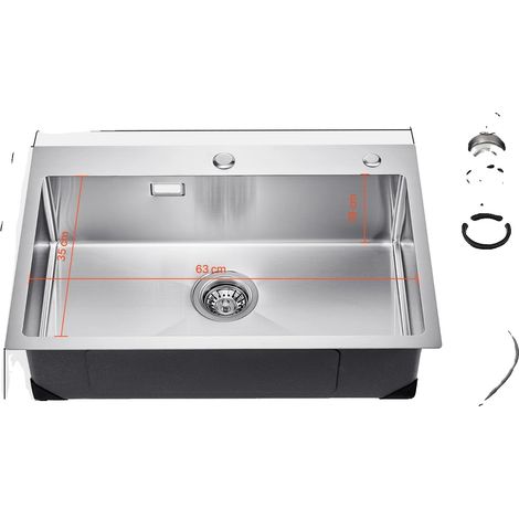 Évier de cuisine, acier inoxydable 304, design insonorisé, 68cm (1/2)