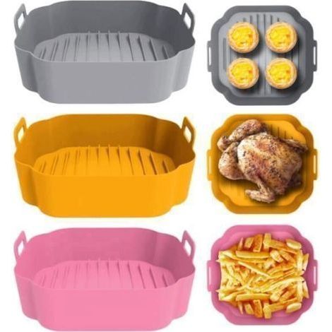 Moule Silicone Air Fryer Accessoire, 3 Pièces 8 inch Panier Moule pour Friteuse à Air Chaud Réutilisable,Moule Silicone Airfryer (1/4)
