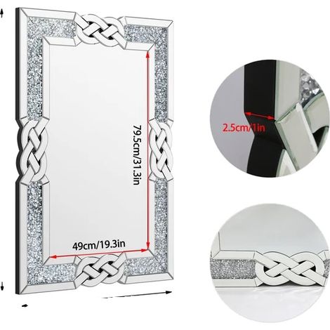 Miroir Mural, Design Cadre Décoratif, Options de Montage Polyvalentes, Argent 100x70cm (1/2)