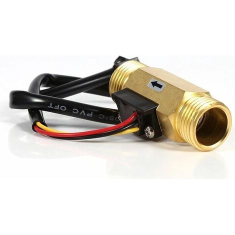 Capteur de Débit d'eau Débitmètre Fluidmètre Interrupteur de débit d'eau 60mm G1/2 in Fil de cuivre Liquide Compteur 1-25L/min (1/4)
