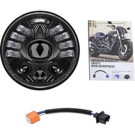 Zoternen Phadache LED 5-3 / 4 5,75 pouces, lampe frontale de moto ronde étanche avec un signal de virage DRL High / Bail faisceau (1/4)