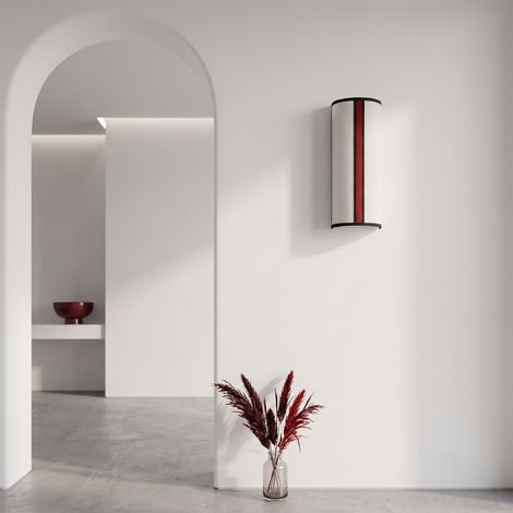 Aplique de Pared en Lino Blanco Cinta Roja  Serie BELMA (1/5)