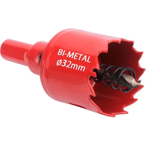 MINKUROW Sega a tazza bimetallica, sega a tazza per legno Ø32mm, punta per centraggio sega a tazza, per forare plastica, PVC, legno, pannelli di fibra, metallo morbido (1/5)