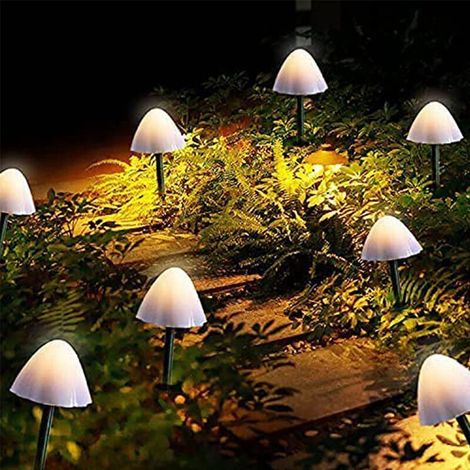 Guirlande lumineuse solaire à motif champignon, 8 modes d'éclairage, blanc chaud, 5 m, 20 lumières, idéale pour jardin, cour, aménagement paysager, pelouse, mariage.-AquaForge