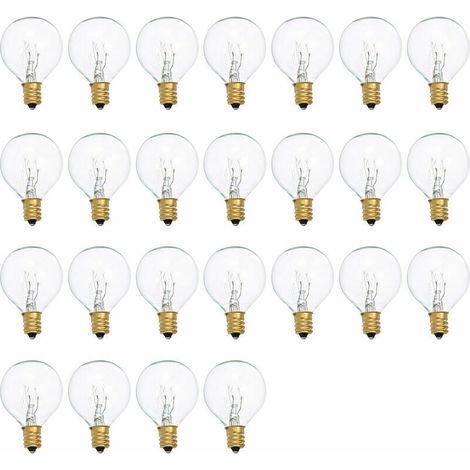 G40 Light Bulbs, Replacement for G40 Incandescent Bulbs, 7W, 220-240V, Clear Globe Bulb, E12 Base, 25 Pack, Cool White