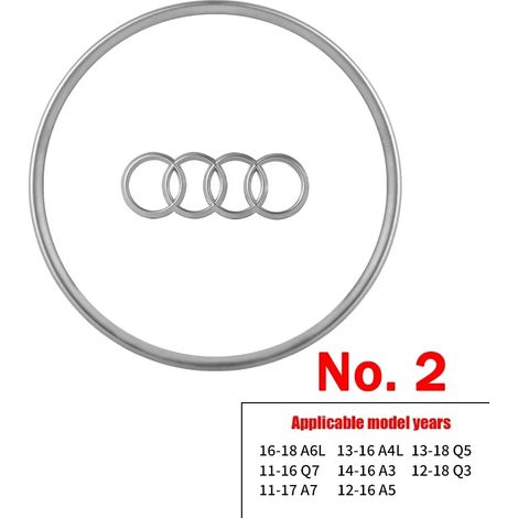 (N° 2 Argent mat) Bande adhésive brillante avec logo pour volant automobile, plaquée or, compatible avec Audi A3, A4, B8, 8P, B9, 8V, A5, A6, C7, A7, Q3, Q5 et Q7. (1/4)