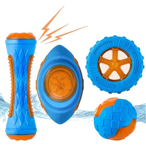 4-piece dog squeaky toy set, pool toys (1/4)