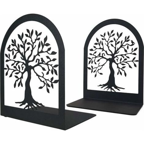 Serre-Livres en métal pour étagères de Livres, Serre-Livres Tendance Arbre de Vie, Support décoratif très résistant, Anti-Rayures et antidérapant pour la Maison, Le Bureau, l'école, la bibliothèque (1/5)