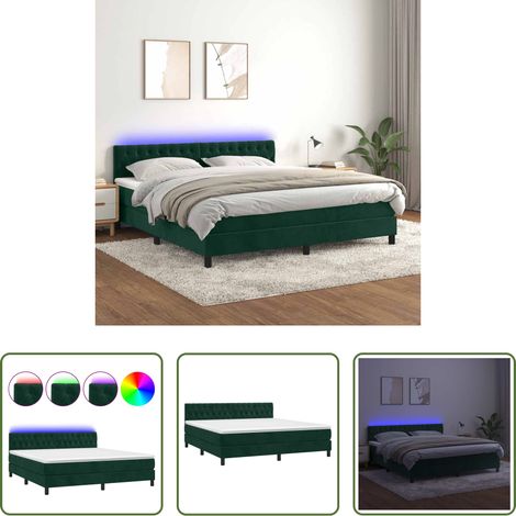 Matelas LED -  Sommier à lattes de lit avec matelas LED Vert foncé 160x200 cm (1/5)