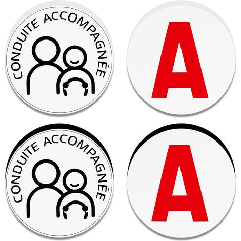 Lot de 4 Disques A Jeune Conducteur et Disques Conduite Accompagnée, 2 Magnétiques et 2 Electrostatique Autocollants, Réutilisable, Convient à Toutes Les Voitures (1/5)