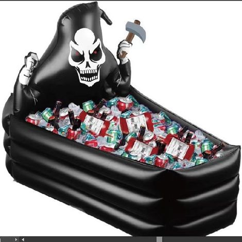 Glacière gonflable en forme de pierre tombale, en PVC, idéale pour les fêtes. Peut contenir plus de 12 bouteilles et convient pour des occasions comme Halloween, Noël, les barbecues et les soirées jeu (1/5)