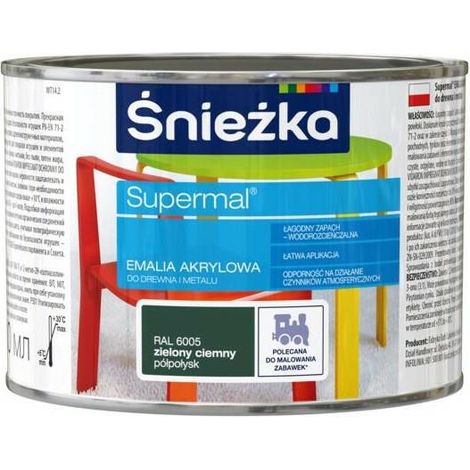Émail acrylique Supermal pour bois et métal, vert foncé semi-brillant, 0,4 L (1/2)