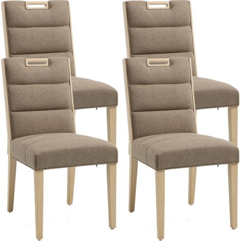 Wahson Sillas de comedor Juego de 4, Chenilla Sillas tapizadas con Estructura de Madera, Silla de cocina sin brazos, Silla auxiliar con respaldo largo, Gris