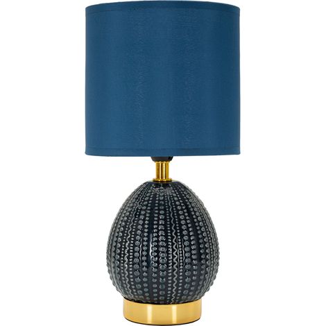 Tischlampe Yakuta, Eine Glühbirne benötigt, Fassung E14, Lampenschirm, blau
