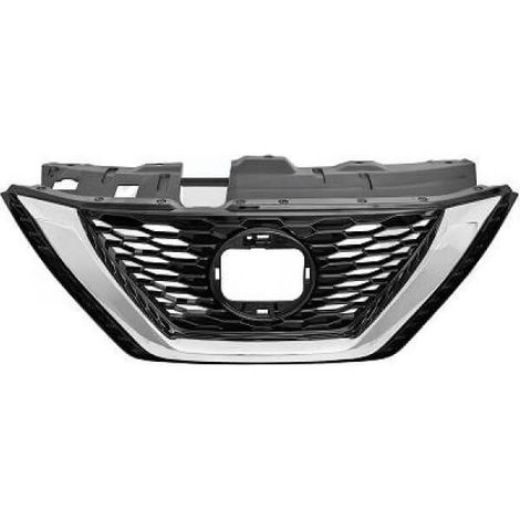Grille de calandre avant noire et chromée pour caméra Nissan Qashqai 2 phase 2 2017-2021