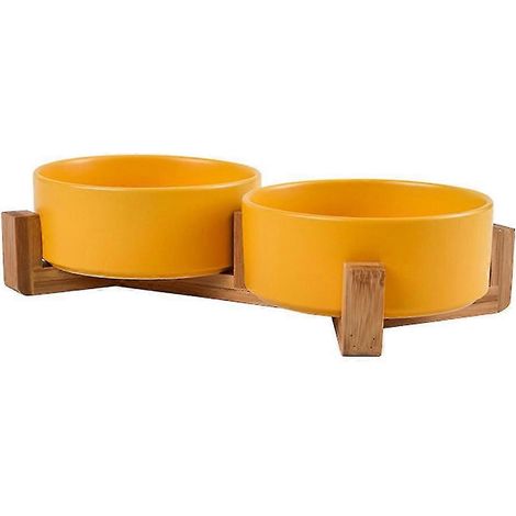 Futternäpfe, Keramik-Napfset für Katzen und Hunde mit Holzständer für Futter und Wasser (1/5)
