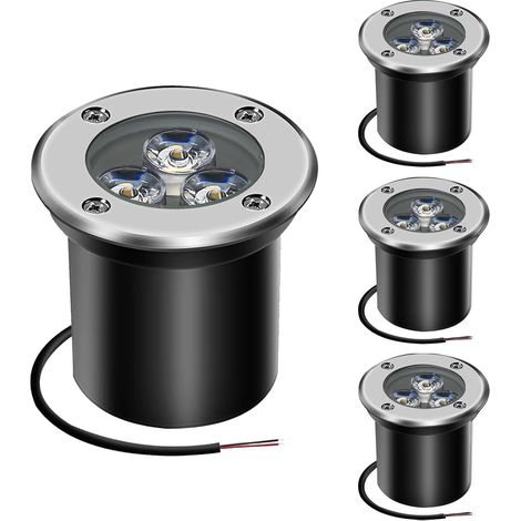 Spot led extérieur encastrable 4 PACK 3W IP67 Rond 300 Lumen Lampe d'éclairage pour Jardin Terrasse Chemin Cour Garage (1/5)