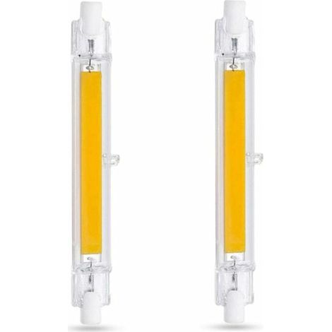 Ampoule LED R7S 118 mm 10 W Blanc froid 6000 K 1000 lm R7S J118 équivalent halogène 80 W 100 W Dimmable R7S 118 mm Slim COB Ampoule LED pour applique/lampe de sol Lot de 2 (1/5)
