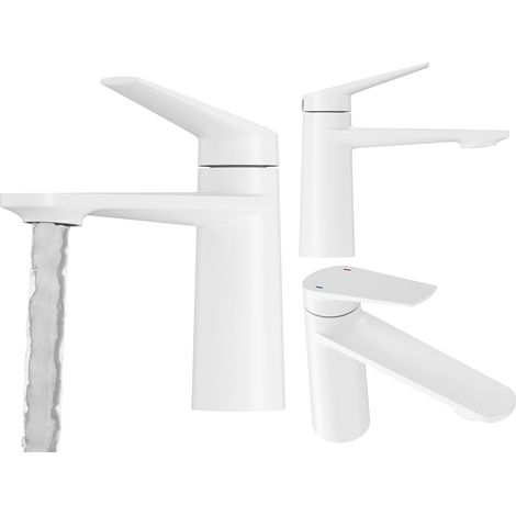 ROBINET DE LAVABO BLANC SALLE DE BAIN BAS ROBINET SUR PIED EN LAITON NAVE (1/5)