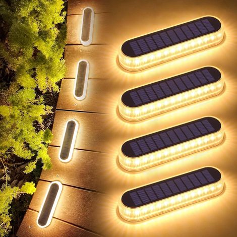 Lampe Solaire Extérieur, 4 Pack 30 LEDs Lumière Solaire Jardin IP68 Etanche Lampe Solaire au Sol Auto On/Off Eclairage Solaire pour Jardin Escalier Chemins Allée Patio Pont (Blanc Chaud 2700K) (1/3)