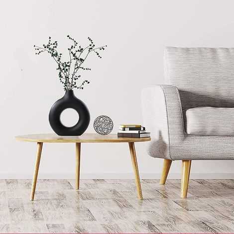 Blumenvase, Pampasvase, Keramikvase, minimalistische Wohndekoration, schwarze Dekoration, moderne Keramikvase für Zuhause und Büro