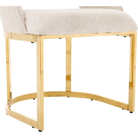 Conjunto 6 sillas comedor bouclé beige y dorado OKMYHOME (1/2)