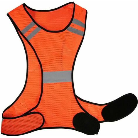 Reflektierende Weste mit hoher Sichtbarkeit, leicht und atmungsaktiv, ideal zum Laufen, Spazierengehen, Radfahren und Joggen, Farbe: Orange.