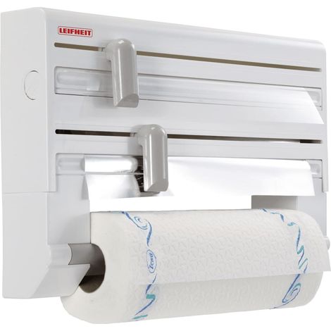Leifheit - Portarrollos de cocina de pared, con cortador, blanco 25703