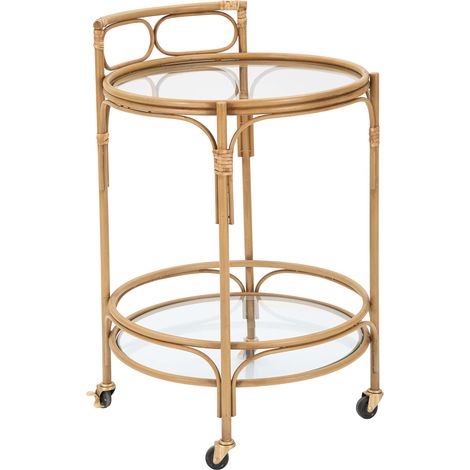 Wagen Dalosa, 2 Ebenen, Rollen, Rattan-Optik, 51x51x74h cm Braun