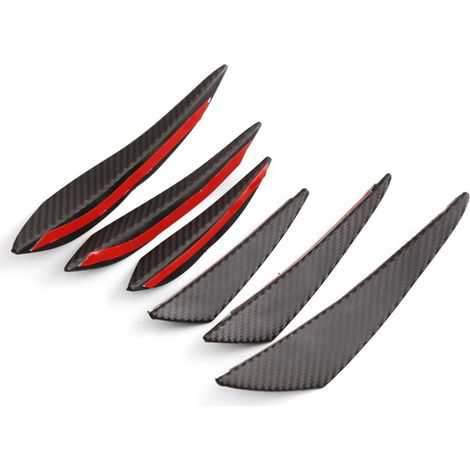 6 pièces ailettes diffuseur bouclier avant style carbone PVC canards latéraux lèvre spoiler carrosserie déco universel (1/5)