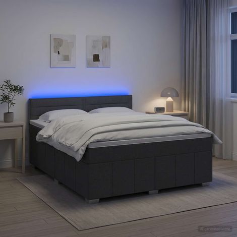 vidaXL Lit boxspring avec matelas Gris foncé 140 x 200 cm Tissu (1/5)