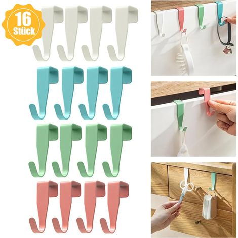 Crochets de porte en acier inoxydable, lot de 16, crochets pour vêtements et manteaux, à suspendre aux portes d'armoires et aux portes de chambres. (1/5)