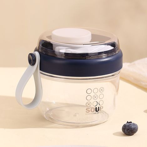 Pot à porridge du lendemain, pot en verre pour porridge du lendemain, pot à salade avec récipient pour sauce et cuillère, pot à muesli nomade pour conserver flocons d'avoine, yaourt, fruits, petit-déj (1/5)