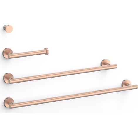 Ensemble de 2 Porte-serviettes et 1 Dérouleur à papier WC Or Rose Mat 24K - TRES 09598102OPM