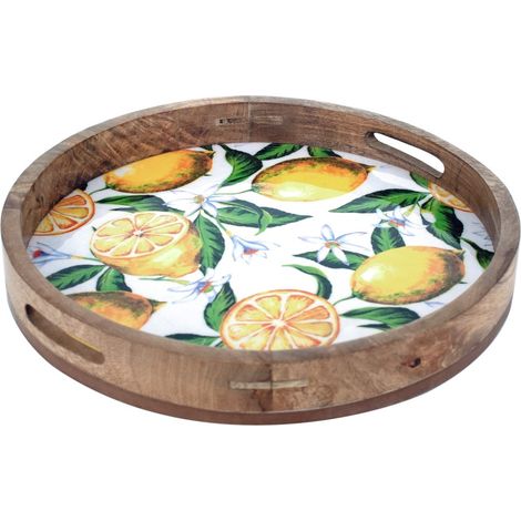 Signes Grimalt Plateau de cuisine Boîtes de citrons ronds et plateaux blancs 5x35x35cm 25179