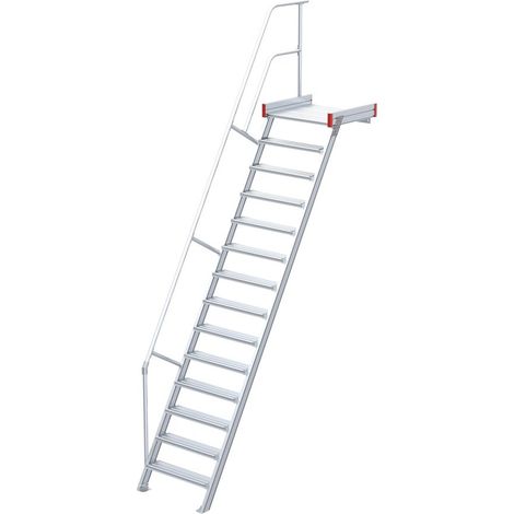 Euroline 511 Podesttreppe 60° 600mm Stufenbreite 14 Stufen Alu gerieft