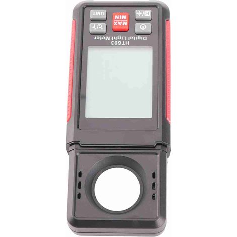 Luxmètre numérique HT603 écran LCD rétroéclairé maintien valeur max min mesure lumière température humidité FC compact (1/5)