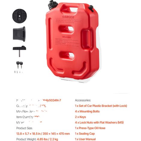 Contenitore per carburante, capacità 10 litri, design a prova di perdite, 10 litri (1/2)