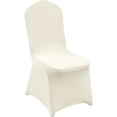Lot de 50 housses de chaise pliante extensibles, pour mariage et banquet, amovibles et lavables, blanc ivoire (1/5)
