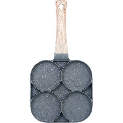 Poêle à 4 cavités pour crêpes et œufs - Compatible gaz et induction - Cuisson rapide - Idéale pour petit-déjeuner (1/5)