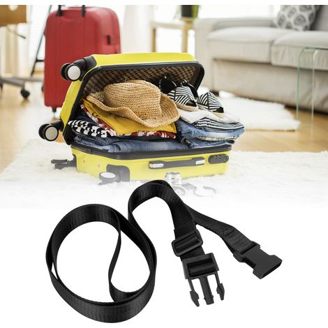 2PCS Sangle Réglable pour Valise en Polyester 150x2.5cm - Sangle de Sécurité pour Bagages Noire