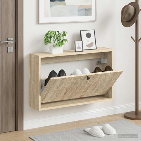 vidaXL Wall-Mounted Shoe Cabinet DELFT 71 x 17 x 43 cm Engineered Wood (1/5)