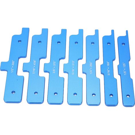 Ensemble 7 cales de mesure en alliage d'aluminium, échelle gravée lisible, blocs de contrôle pour travail du bois, bleu (1/5)