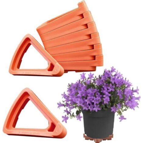 Set da 24 sottovasi/supporti triangolari traspiranti per piante – Supporti invisibili – Adatti per uso interno ed esterno – Grandi (9 cm)