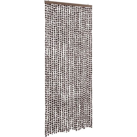 Rideau anti-mouches marron et blanc 100x230 cm chenille CFW65145 (1/5)